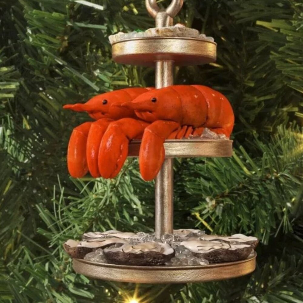 LOBSTER OYSTER Seafood Cocktail Tower Christmas Ornament * NWT  NEW * Wondershop